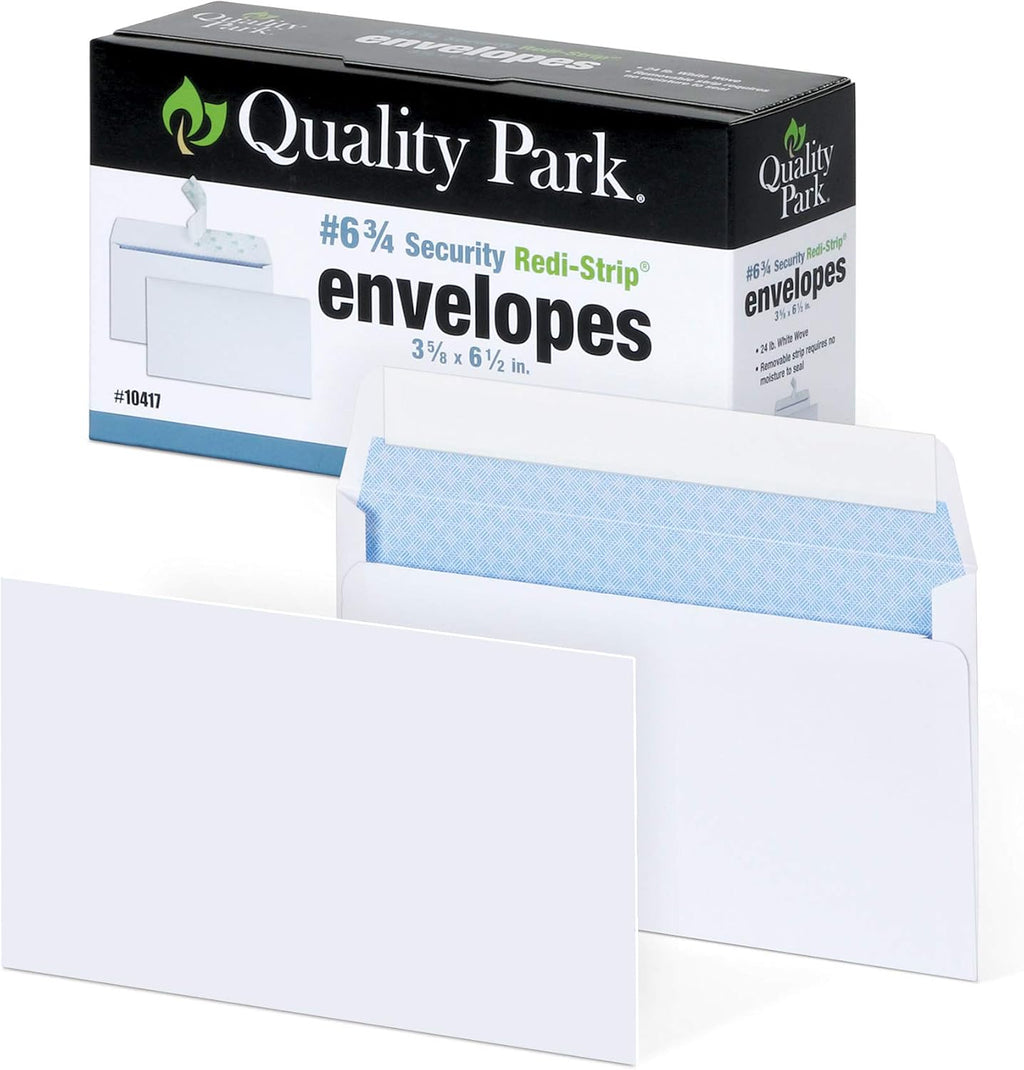 Quality Park Security Envelopes Bundle (6 3/4 and 10) with Redi-Strip Closure
