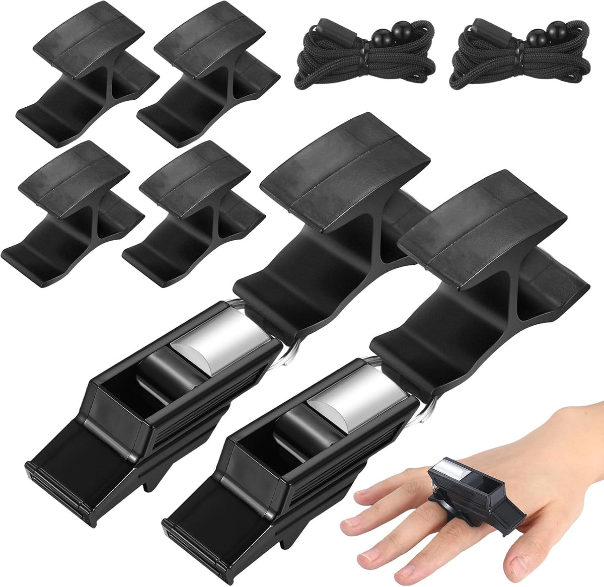Relaxweex 2 Sets Finger Whistle Referee with Flip for Coaches