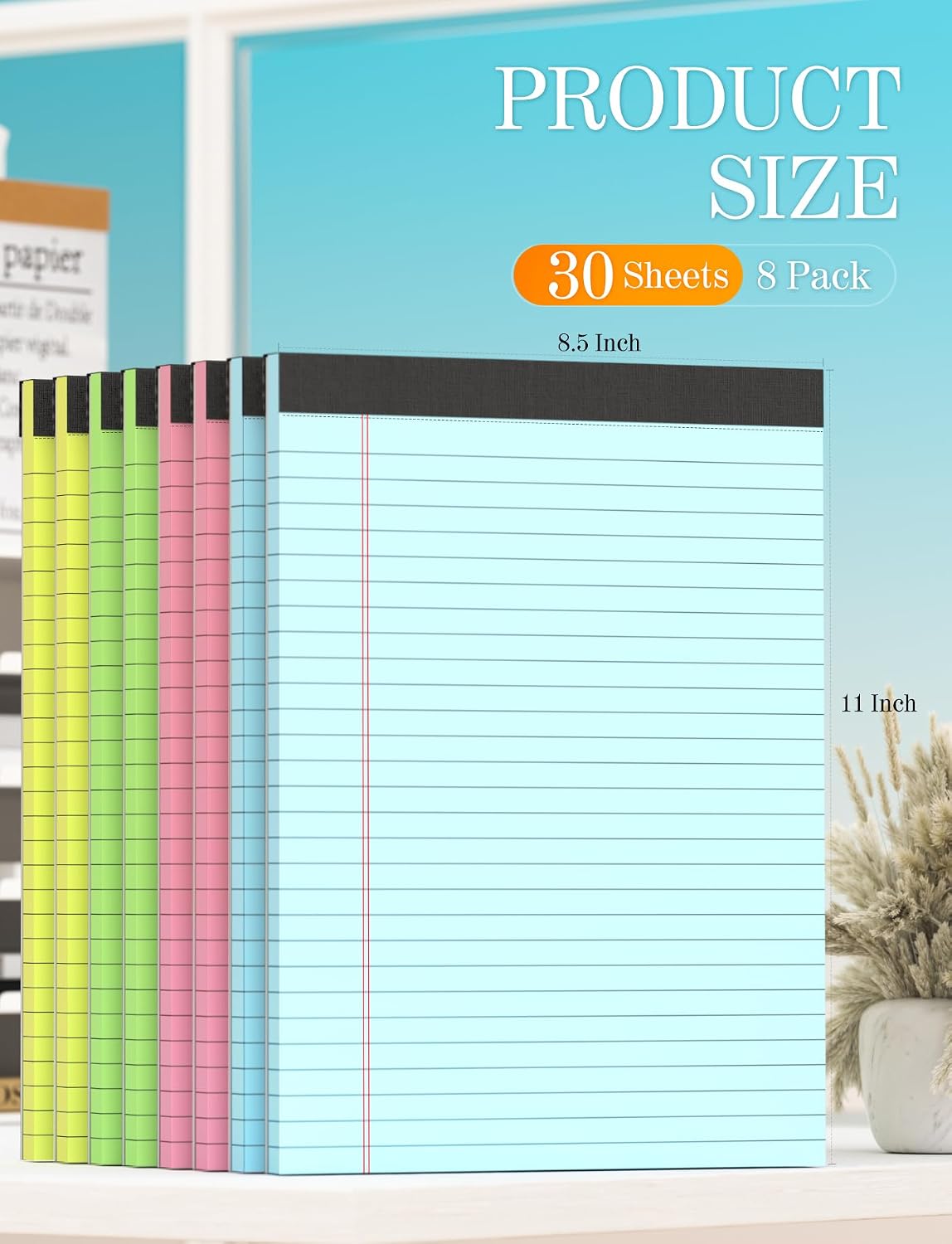 8 Pack Legal Pads 8.5 x 11, Notepads Colored Note Pads 8.5x11 Writing Pads