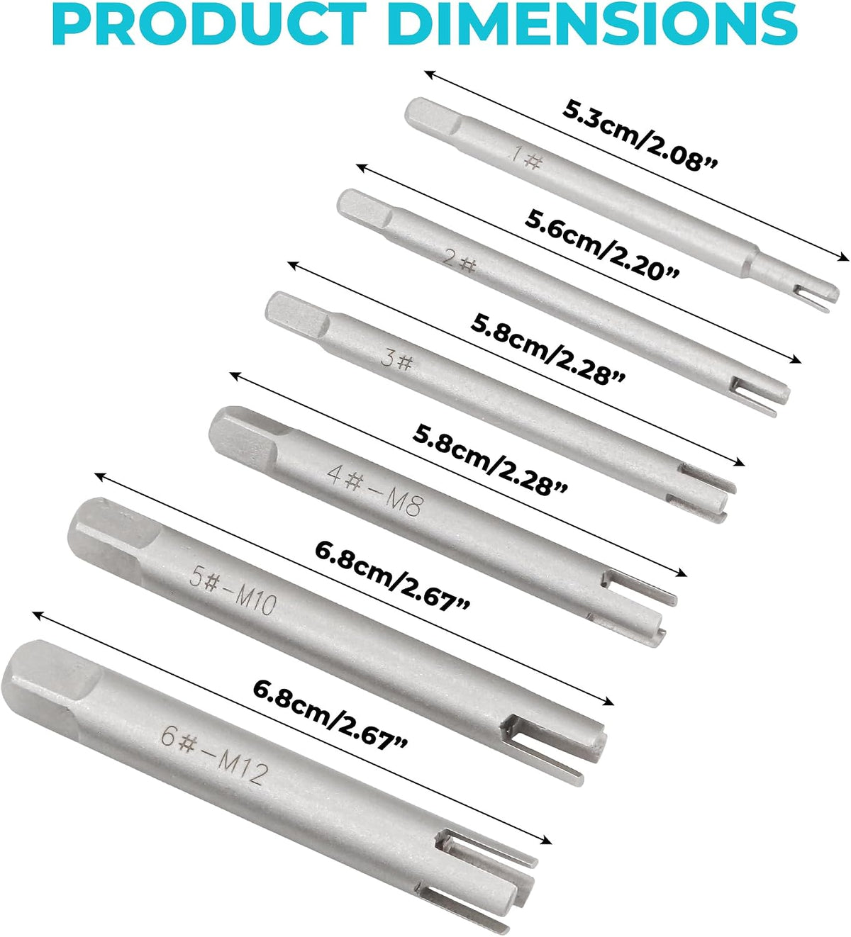 6Pcs Tap Extractor Set – High Speed Steel 3/4 Flute Broken Head Screw and Bolt Remover