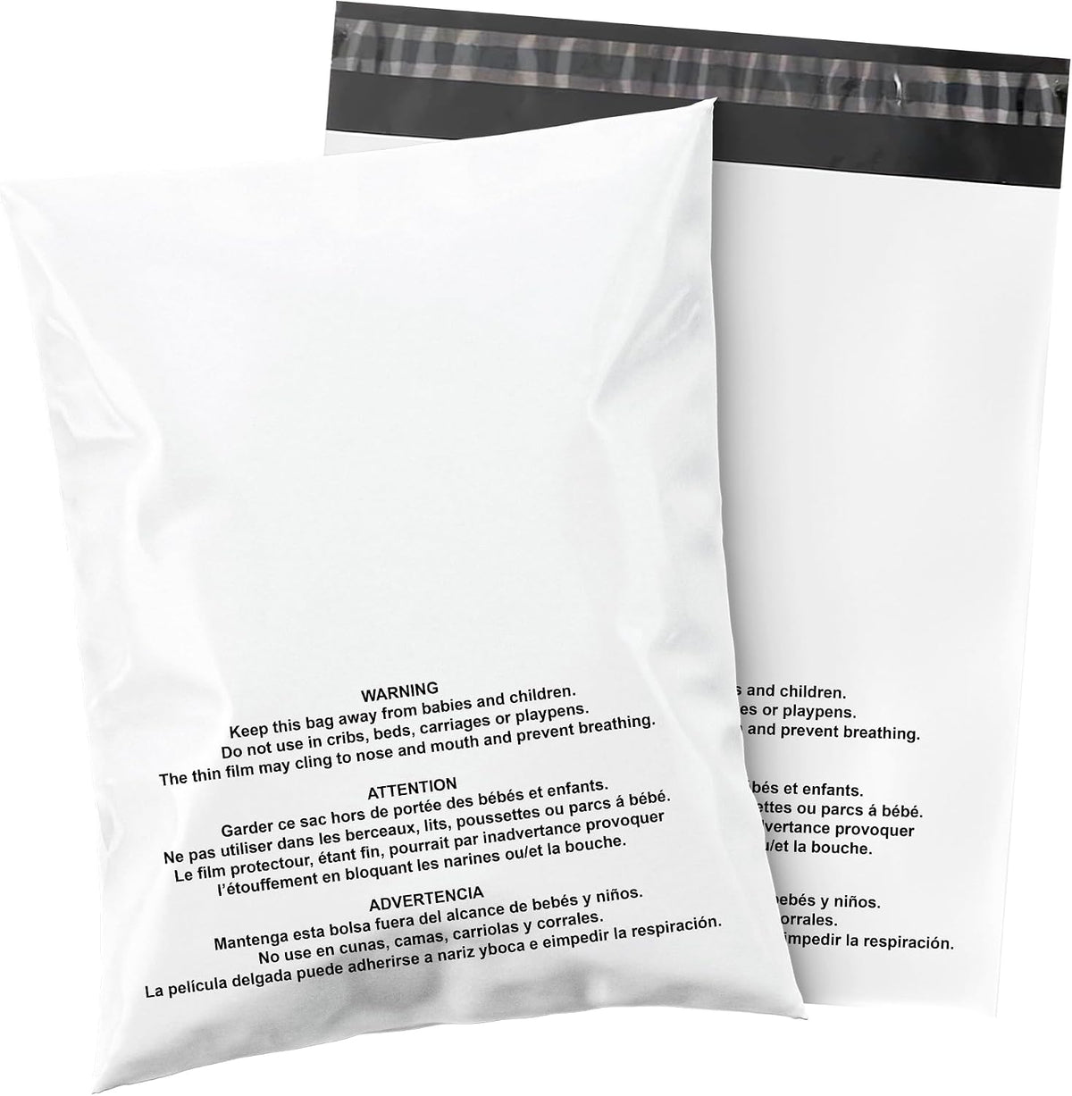 100 Count 10x13 White Poly Mailers with Suffocation Warning, 2 Mil