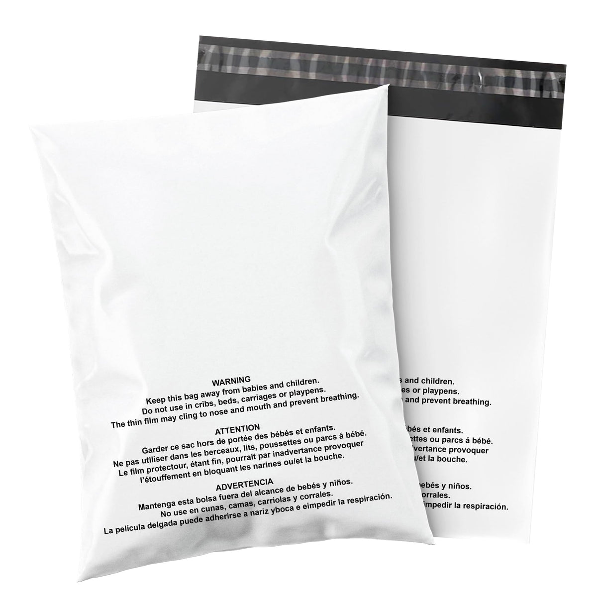 100 Count 10x13 White Poly Mailers with Suffocation Warning, 2 Mil