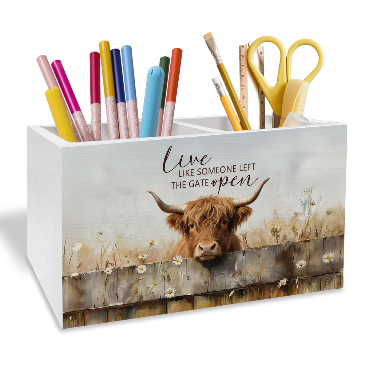 Rustic Giraffe Pen Holder for Desk, Giraffe Lover Gifts Pencil Organizer