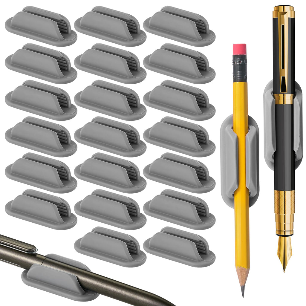 VZZNN 20 Pack Adhesive Pencil Holders for Desk Flexible Silicone Pen Holder Marker