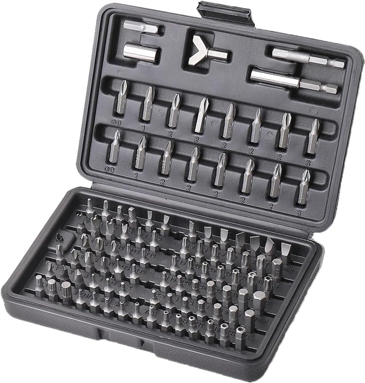 100-Piece Screwdriver Bit Set 1/4-inch Adapters Phillips Slotted Hex Torx Star