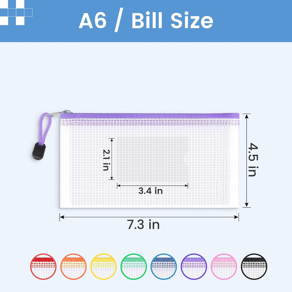 Sooez 24 Pack Mesh Zipper Pouch Bags with Label Pocket, A6 (9.1×4.7 in)