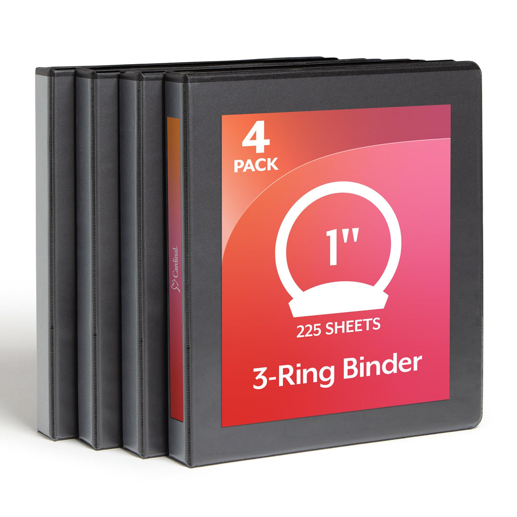 Cardinal Economy 3 Ring Binder, 1 Inch, Presentation View, Black, Holds 225 Sheets