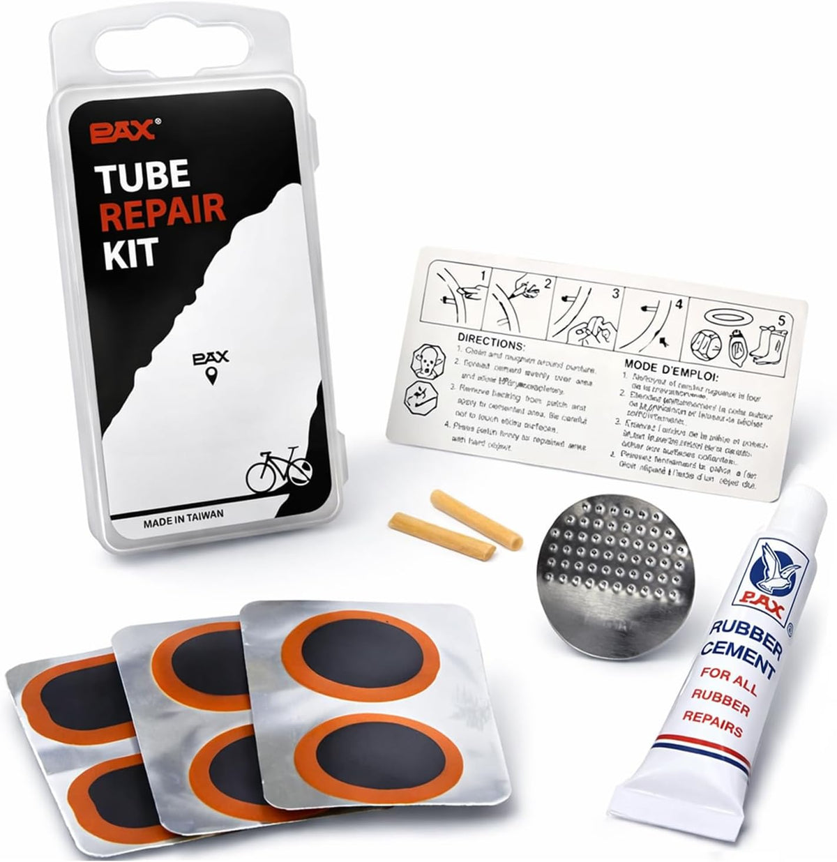 Pax 10 Pcs Inner Tube Patch Kit with 7ml Rubber Cement - Professional Puncture Repair Set