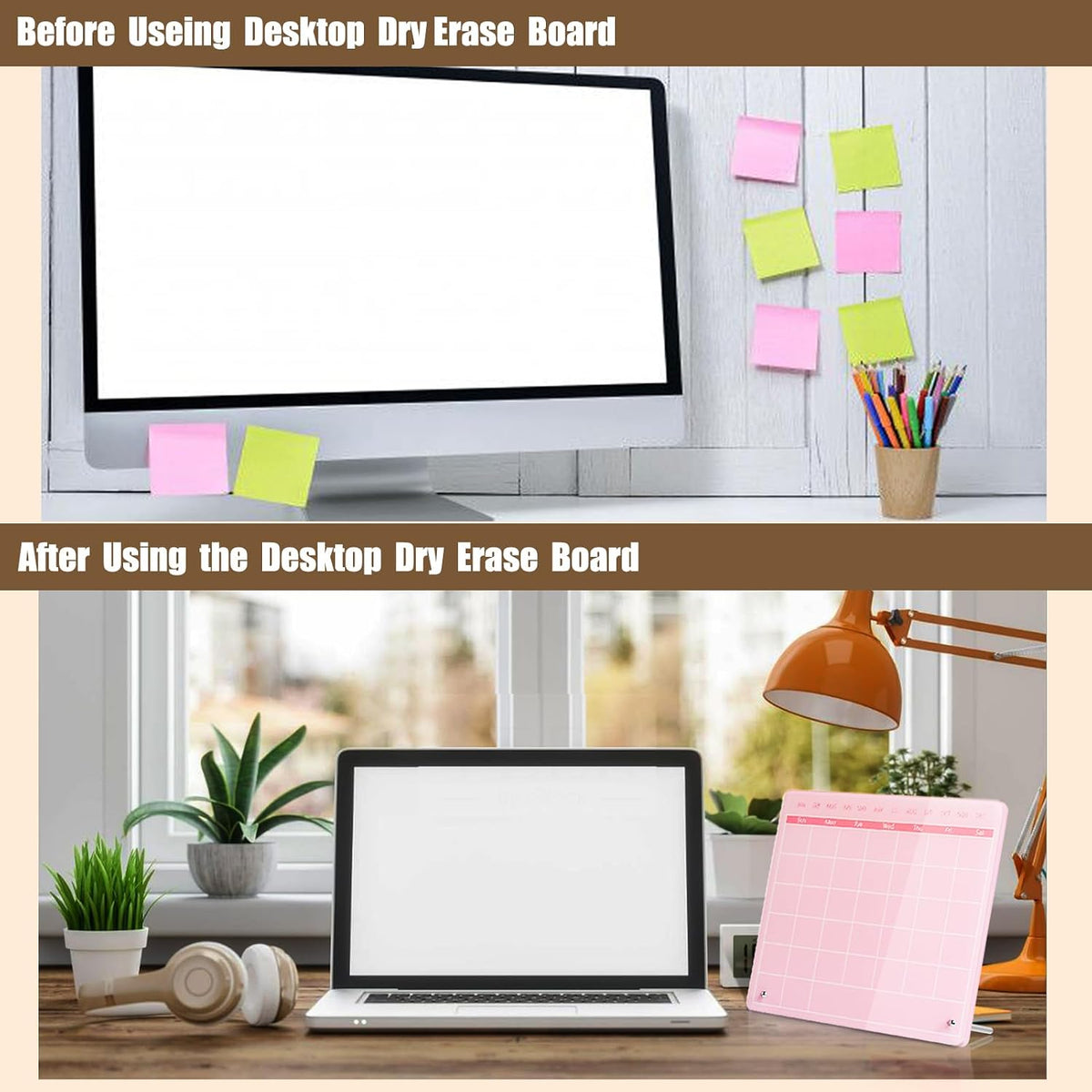 Calendar Dry Erase Board,12"X10",Acrylic Desk Calendar with Stand