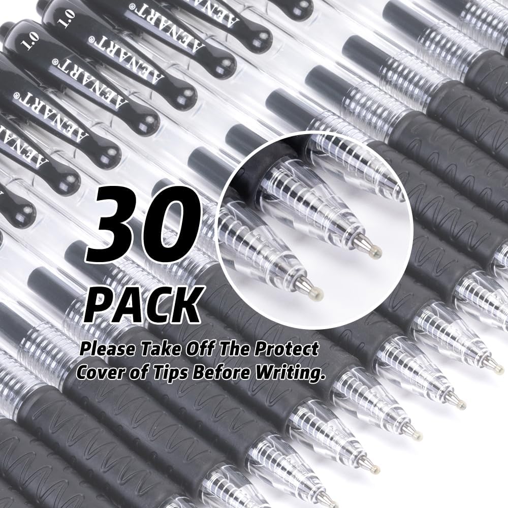 Aen Art Gel Pens, 30 Pack Black Gel Pen Fine Point