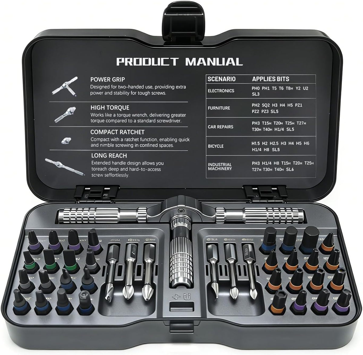 40-in-1 Precision Magnetic Ratchet Screwdriver Set with Case