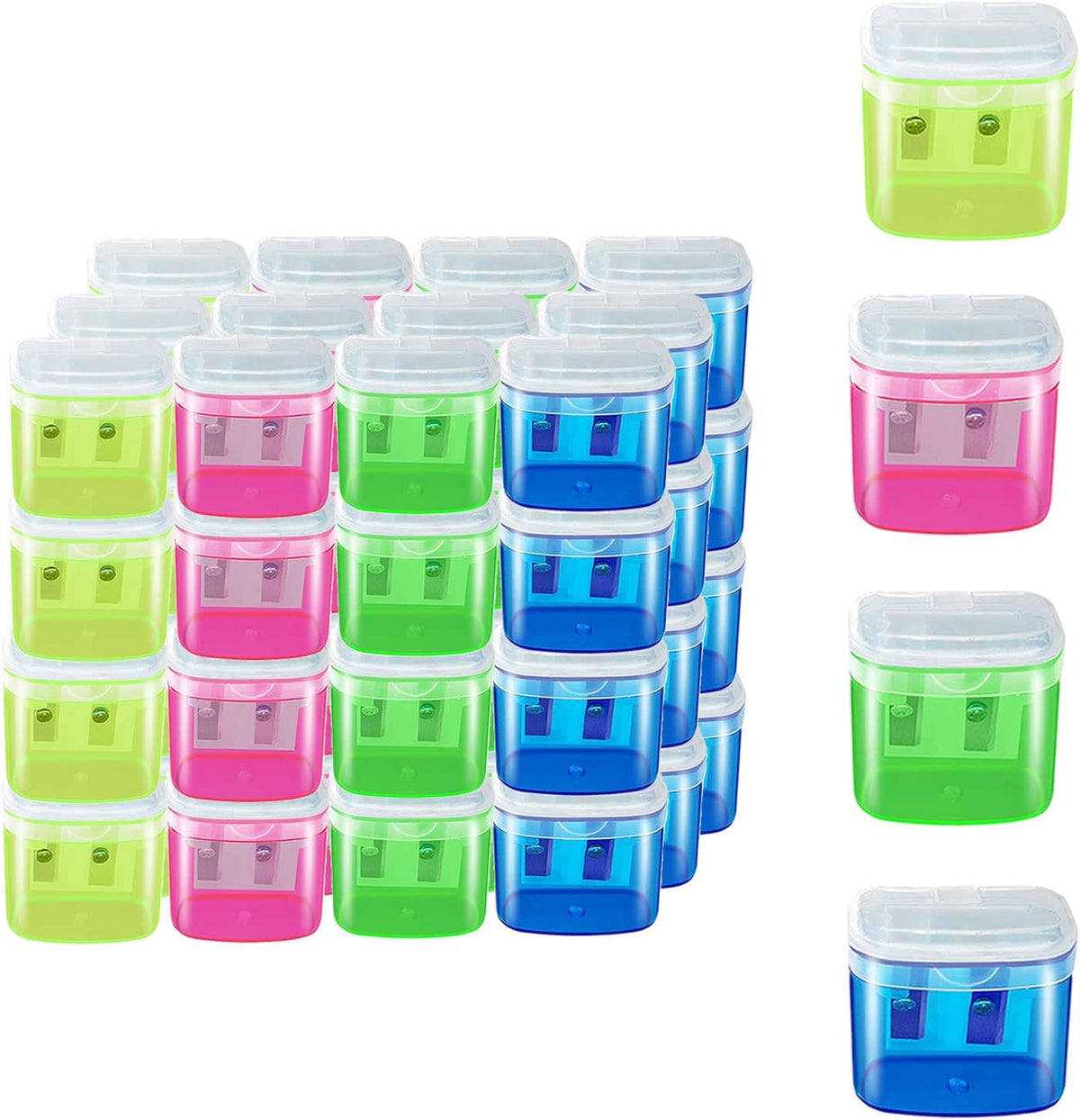 48 Pcs Manual Pencil Sharpeners with Lid, for School,Office and Home