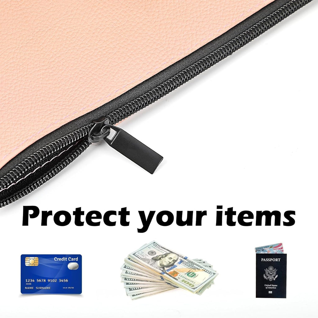 8.3x4.5 inch Money Bags With Zipper 4 Colors Leather Bags Wallet Pouches with Label Green