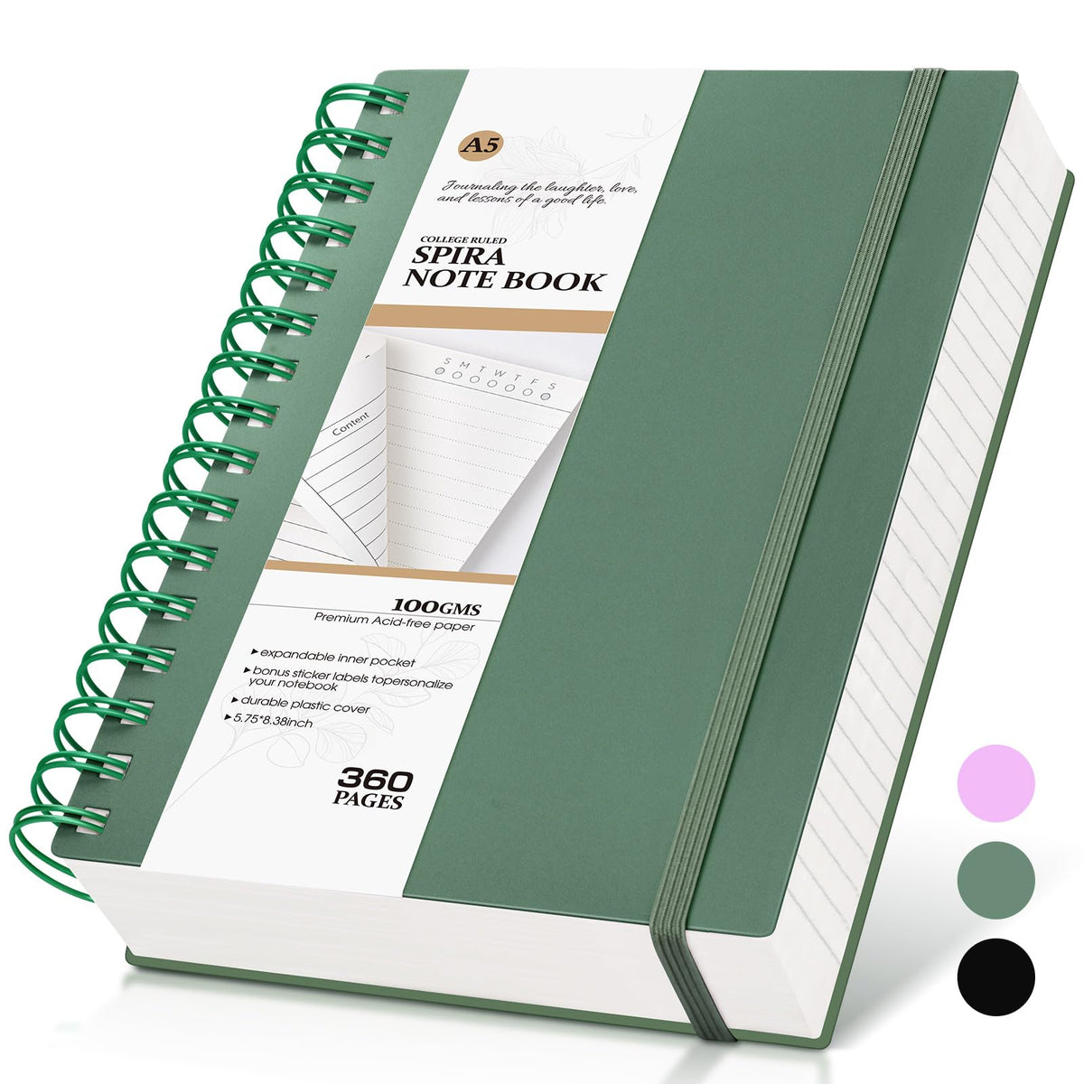 Spiral Notebook Journal, 360 Pages College Ruled Notebooks