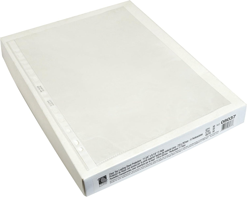C-Line Size A4 Sheet Protectors, Standard Gauge, 8.25 x 11.75 inches, 50 per Box (08037)