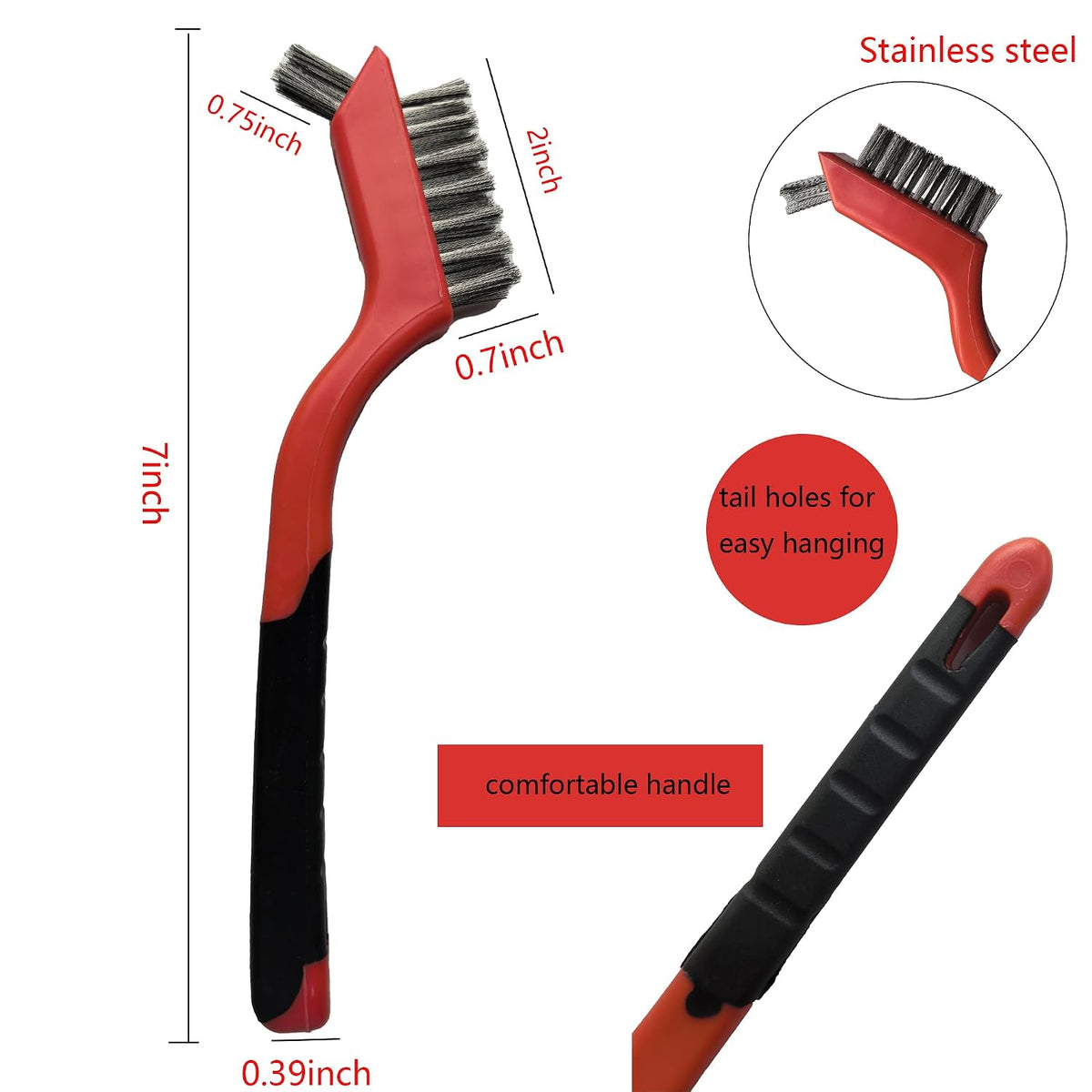 6 Pcs Wire Brushes for Cleaning, Stainless Steel Bristles Scratch Brush Set for Polishing