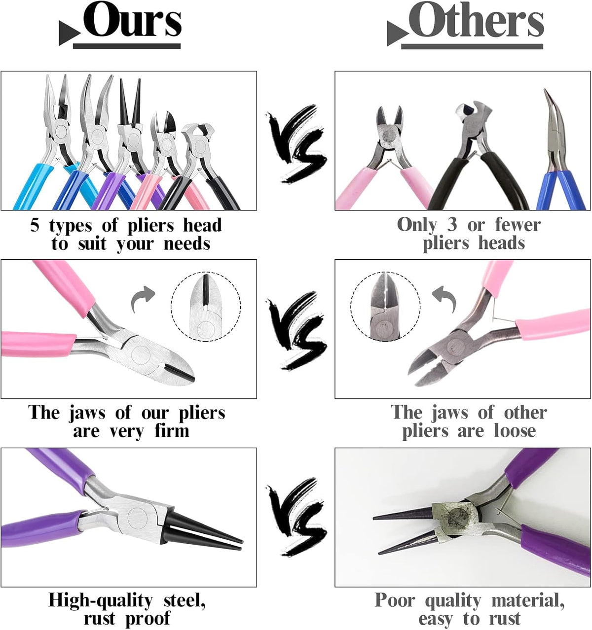 5 Packs Jewelry Pliers Set, Making Tools With Needle/Round/Chain/Bent/Zipper Pliers