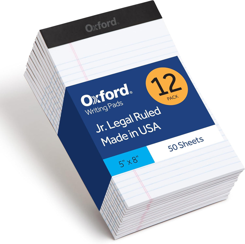 Oxford Legal Pads, 12 Pack, Premium Note Pads, 50 Legal Ruled 5" x 8" Sheets