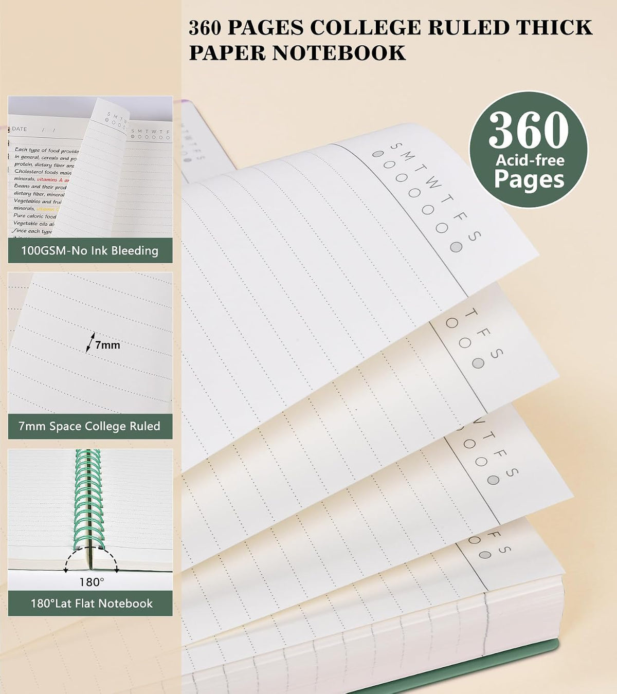 Spiral Notebook Journal, 360 Pages College Ruled Notebooks