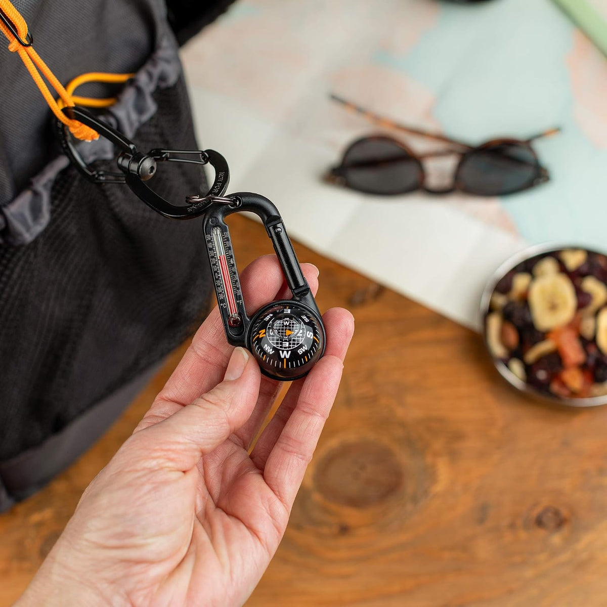Sun Company TempaComp - Ball Compass and Thermometer Carabiner | Hiking, Backpacking