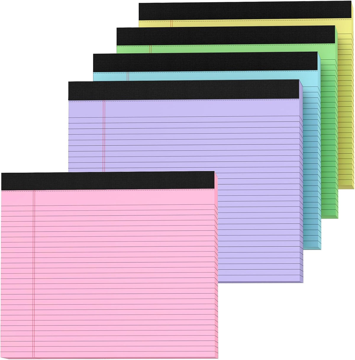 5 Pack Note Pads 11" x 9.5" Legal Pads College Ruled Notepads Colored Writing Pads