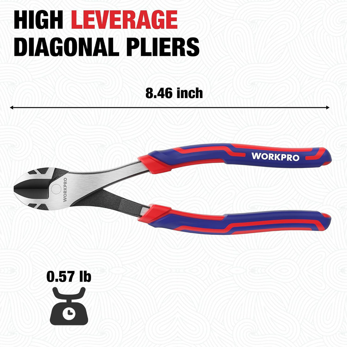 WORKPRO 8 Inch High Leverage Diagonal Pliers, Cr-V Steel & Anti-Slip Handle