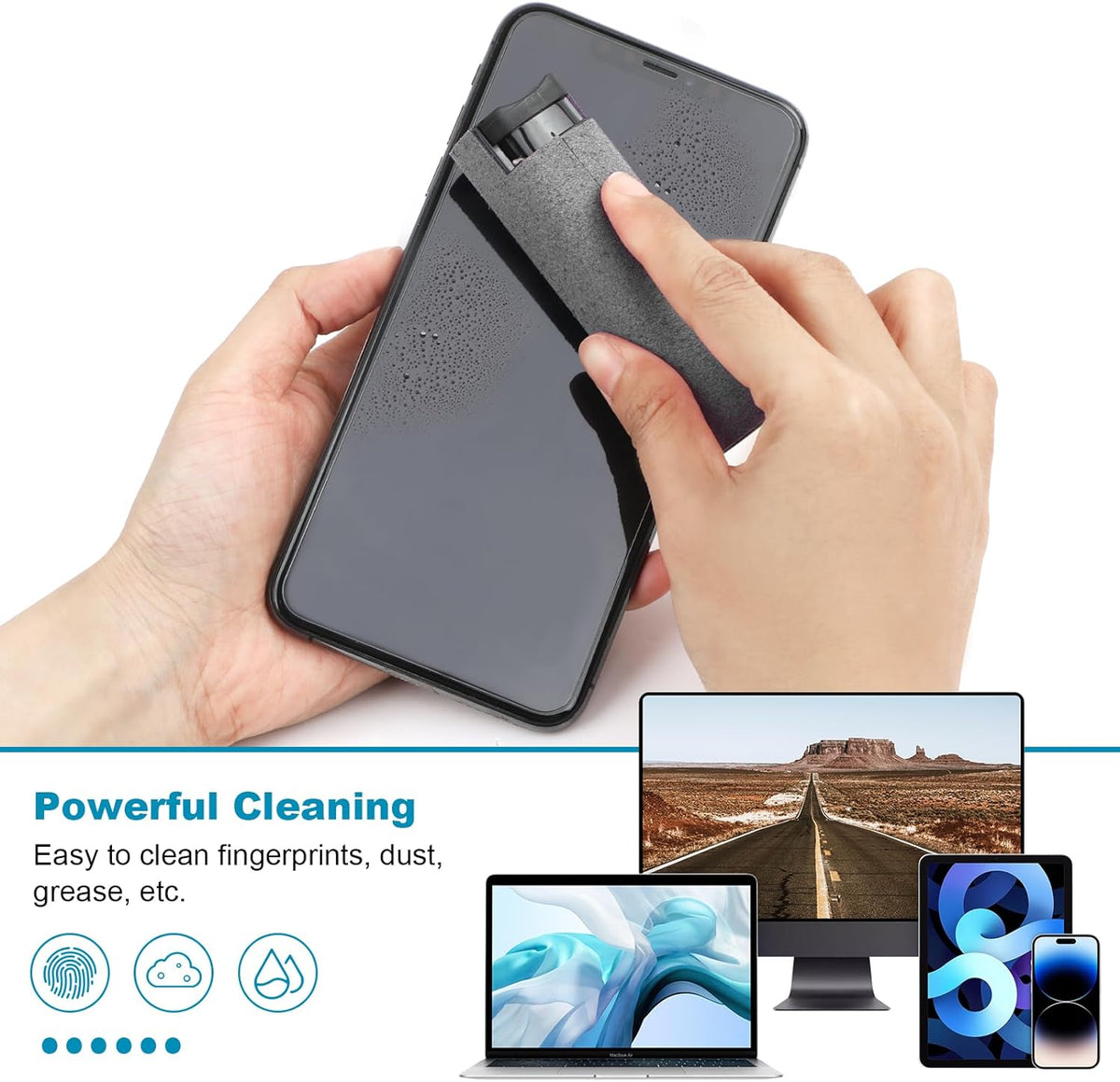 6 Pack Screen Cleaner 3-in-1 Touchscreen Mist Cleaner Spray and Microfiber Cloth Built-in
