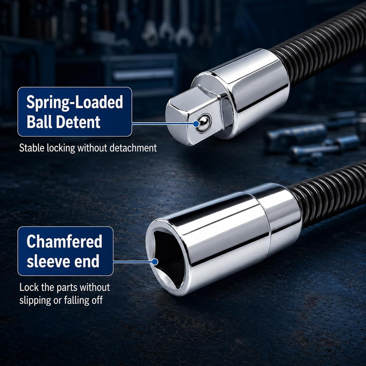 3Pcs Flexible Socket Extensions Cable,Flexible Ratchet Extensions Rods
