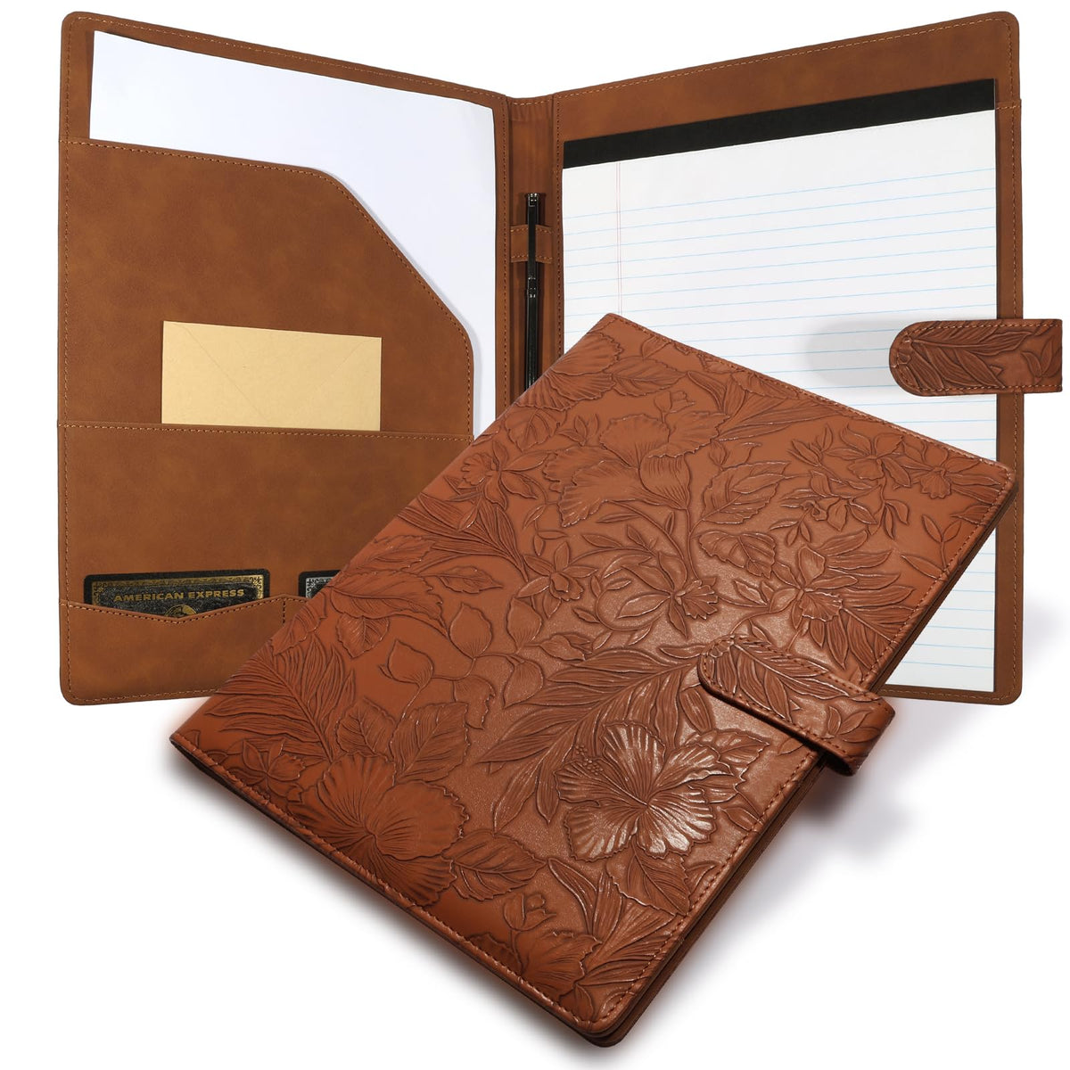 Professional Padfolio Portfolio Binder, Textured Embossing Faux Leather