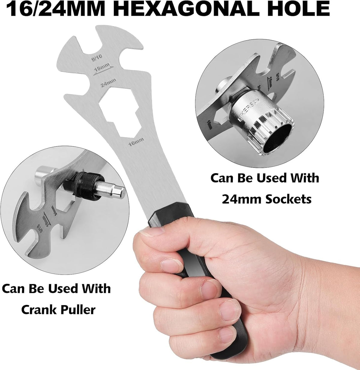 Bike Pedal Wrench, Bicycle Pedal Removal Tool Spanner with Long Handle