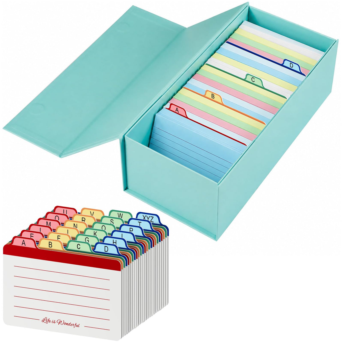 Uniclife 3x5 Index Card Holder with A-Z Tab Dividers, 1500 Card Capacity