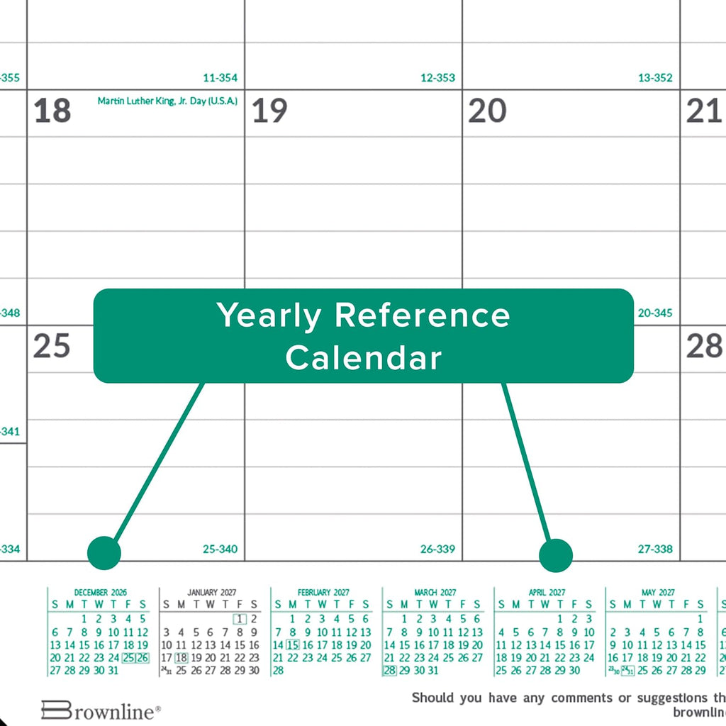 Brownline® 2027 EcoLogix® Monthly Desk Pad Calendar, 12 Months, January to December