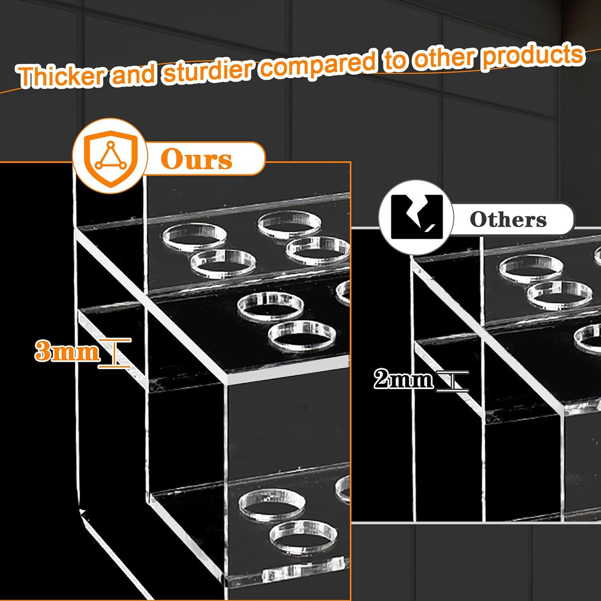 Acrylic Pen Holder, 44-Slots Pen Display Stand Focal Pen Holder Beadable Pen Display