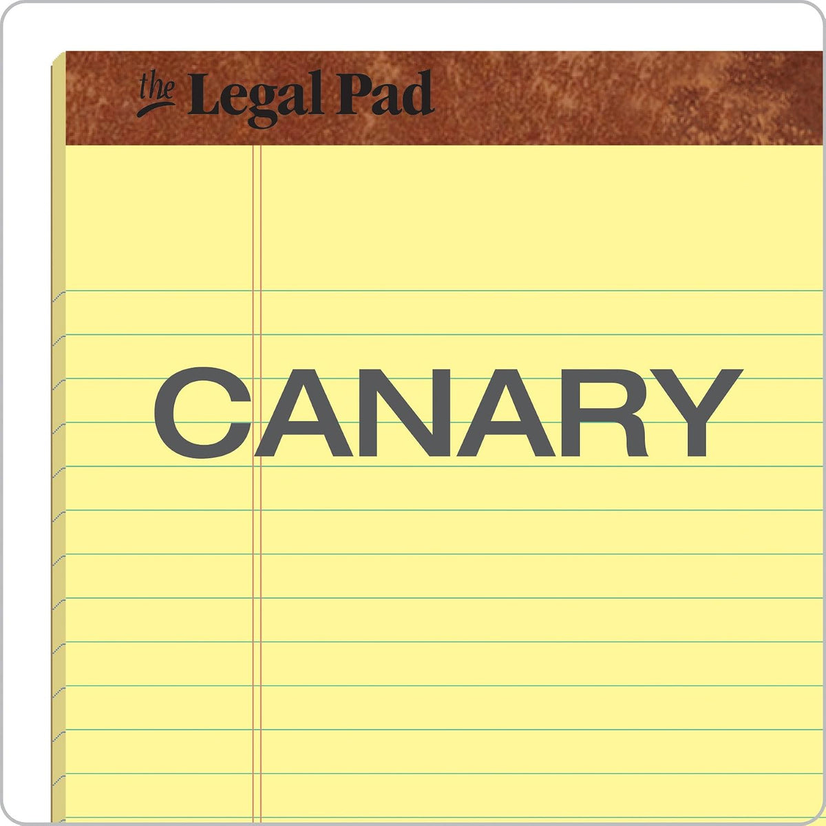 TOPS The Legal Pad Writing Pads, 8-1/2" x 11-3/4", Canary Paper, Legal Rule, 50 Sheets