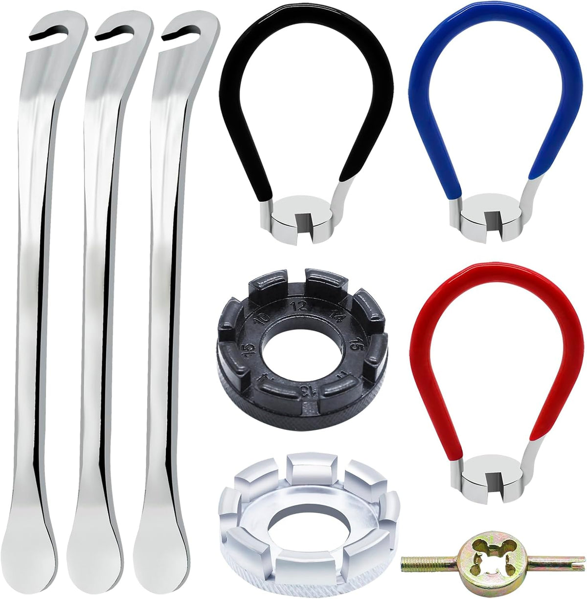 9Pcs Bike Spoke Wrench Tool Kit Bicycle Tire Levers Rim Truing Repair Tools Set Spoke