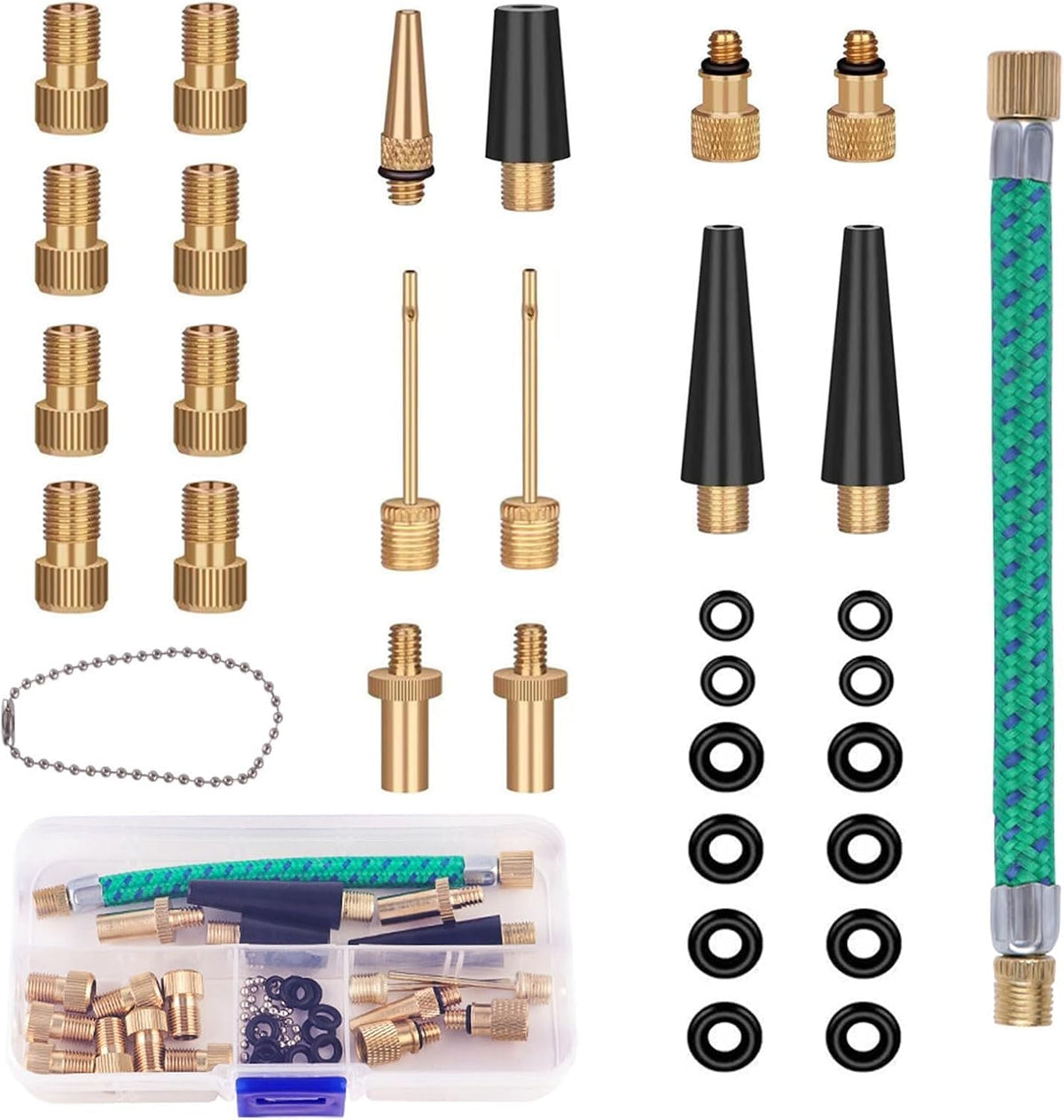32 PCS Brass Ball Pump Needle Valve Adapter Set Bike Tire Pump Accessories for Gym
