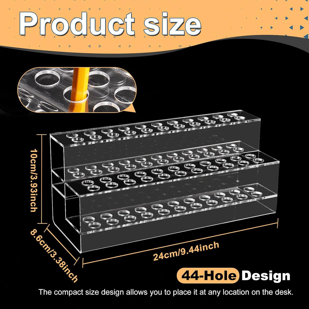 Acrylic Pen Holder, 44-Slots Pen Display Stand Focal Pen Holder Beadable Pen Display