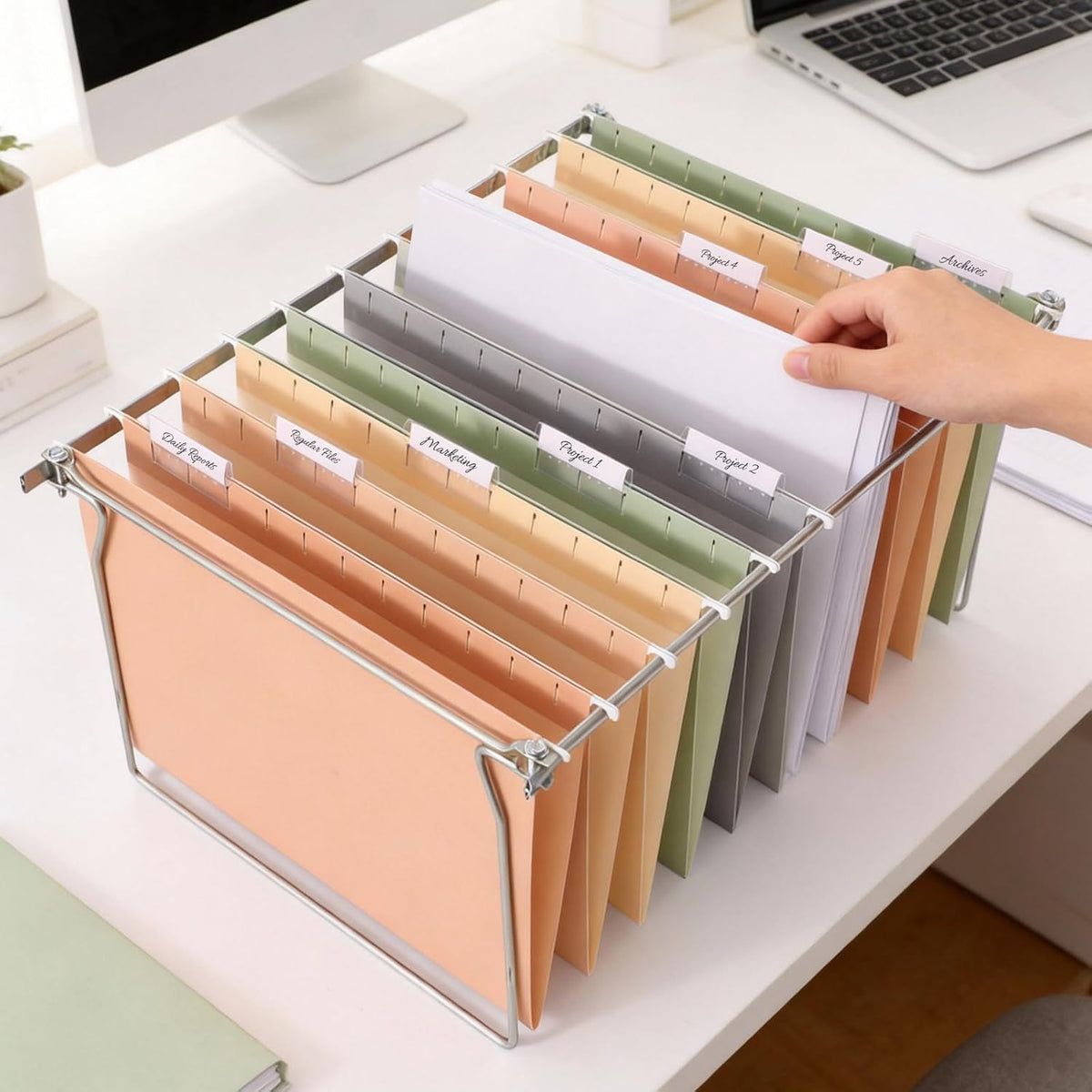 SUNEE 25 Count Hanging File Folders, Pastel Colors, Hanging File Folders Letter Size