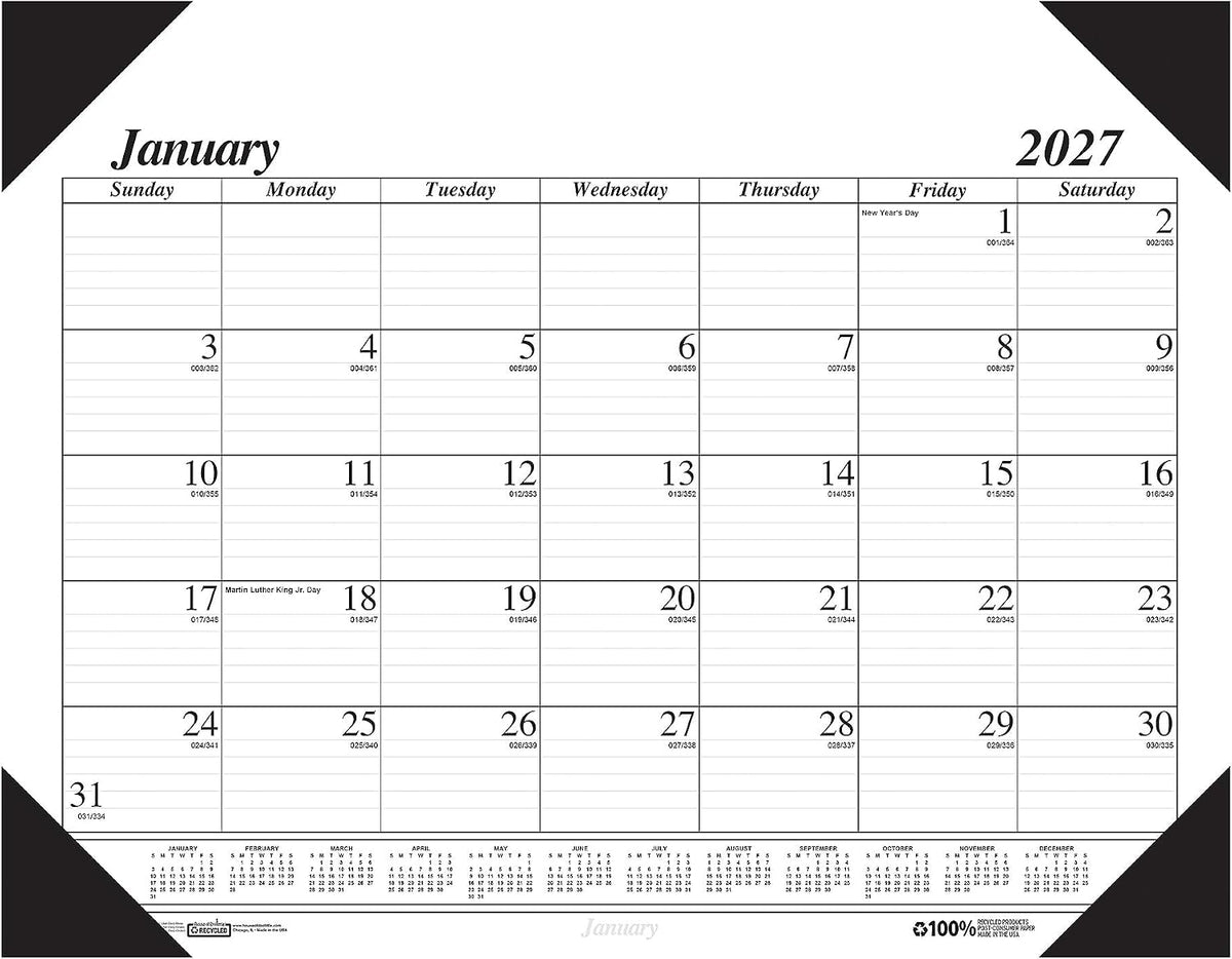 2027 House of Doolittle Economy 22" x 17" Monthly Desk Pad Calendar, Black (12402-27)