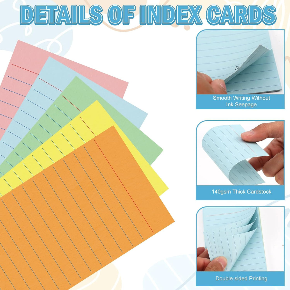 300 Pcs Colored Ruled Index Cards 3x5 Vertical Index Cards Notecards To Do List Cards
