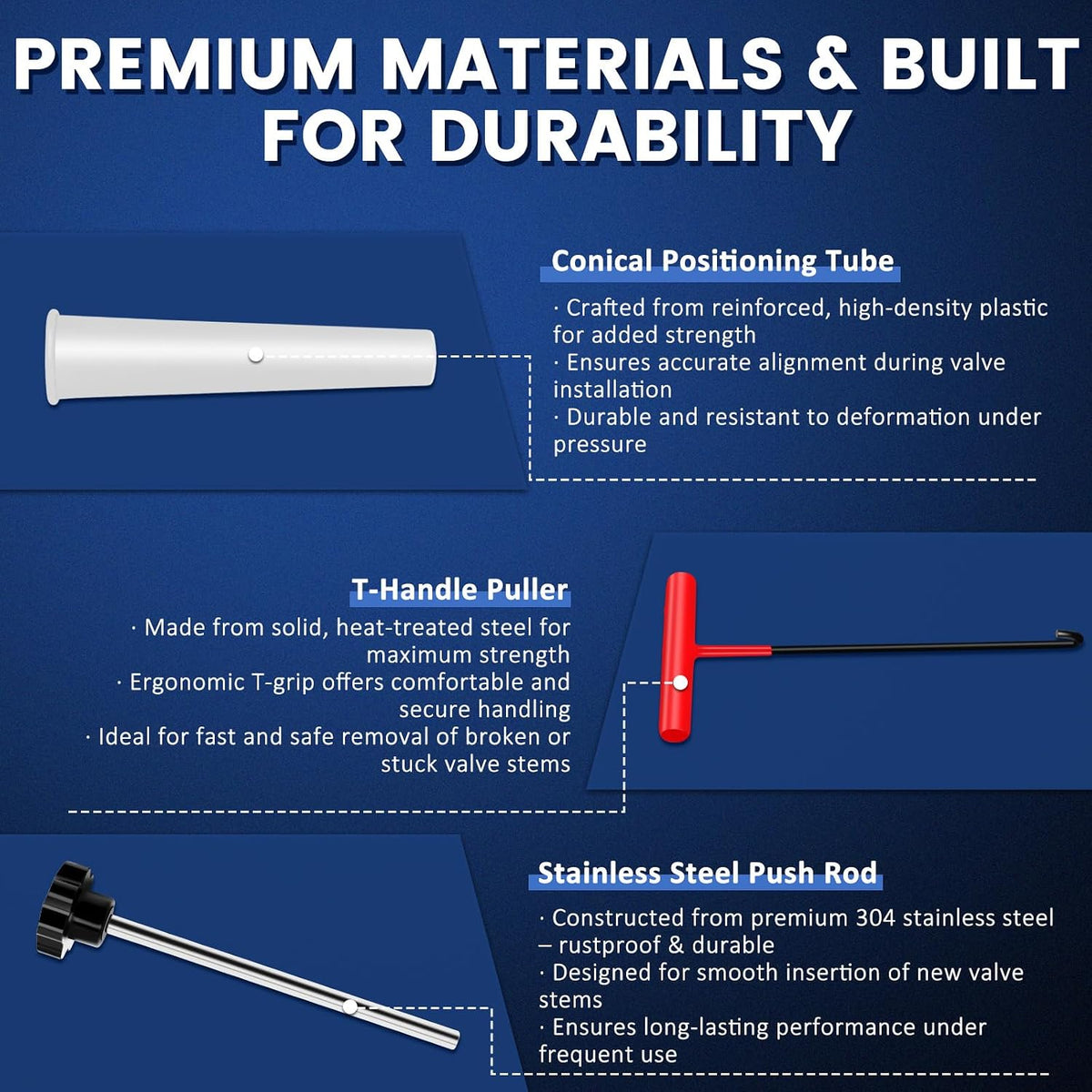 22PCS Tire Valve Stem Tool–Quick Change Valve Installer Kit with TR413/TR414 Valve Stems