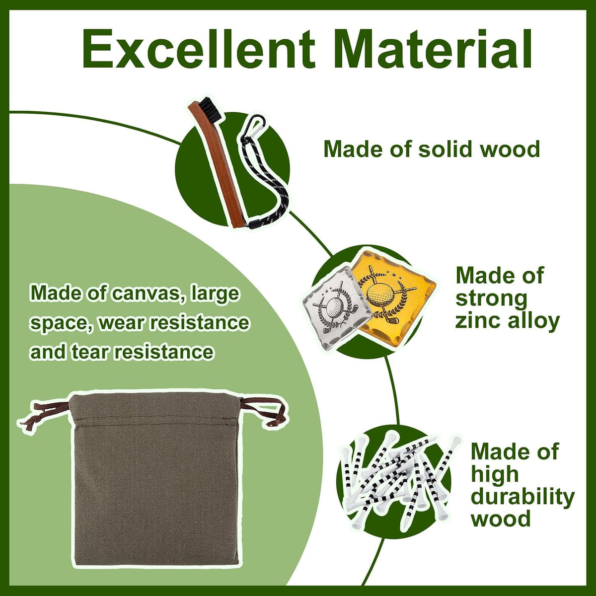 Golf Accessories Kit with Golf Tee Bag, Course Essentials