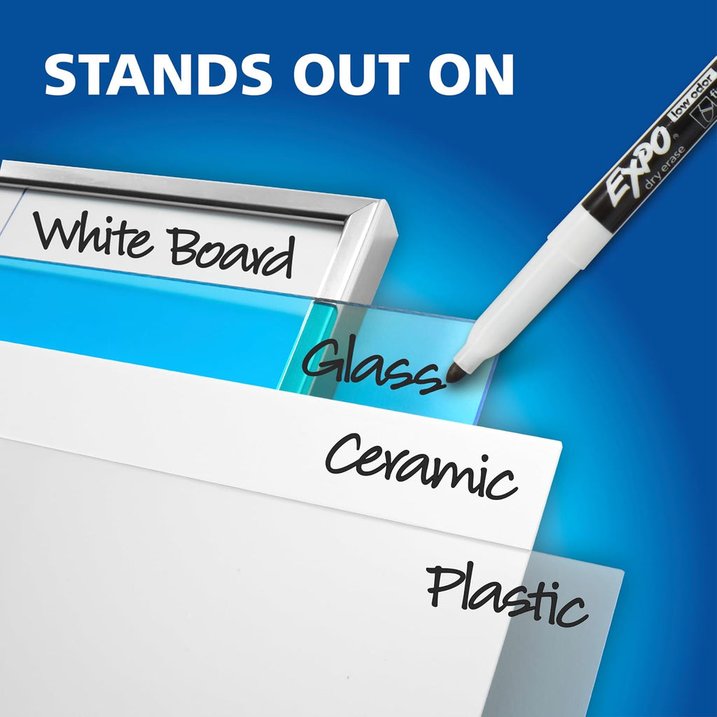 EXPO Dry Erase Markers, Low Odor Ink, Blue, Bullet Tip, 12 Count - Whiteboard, Calendar