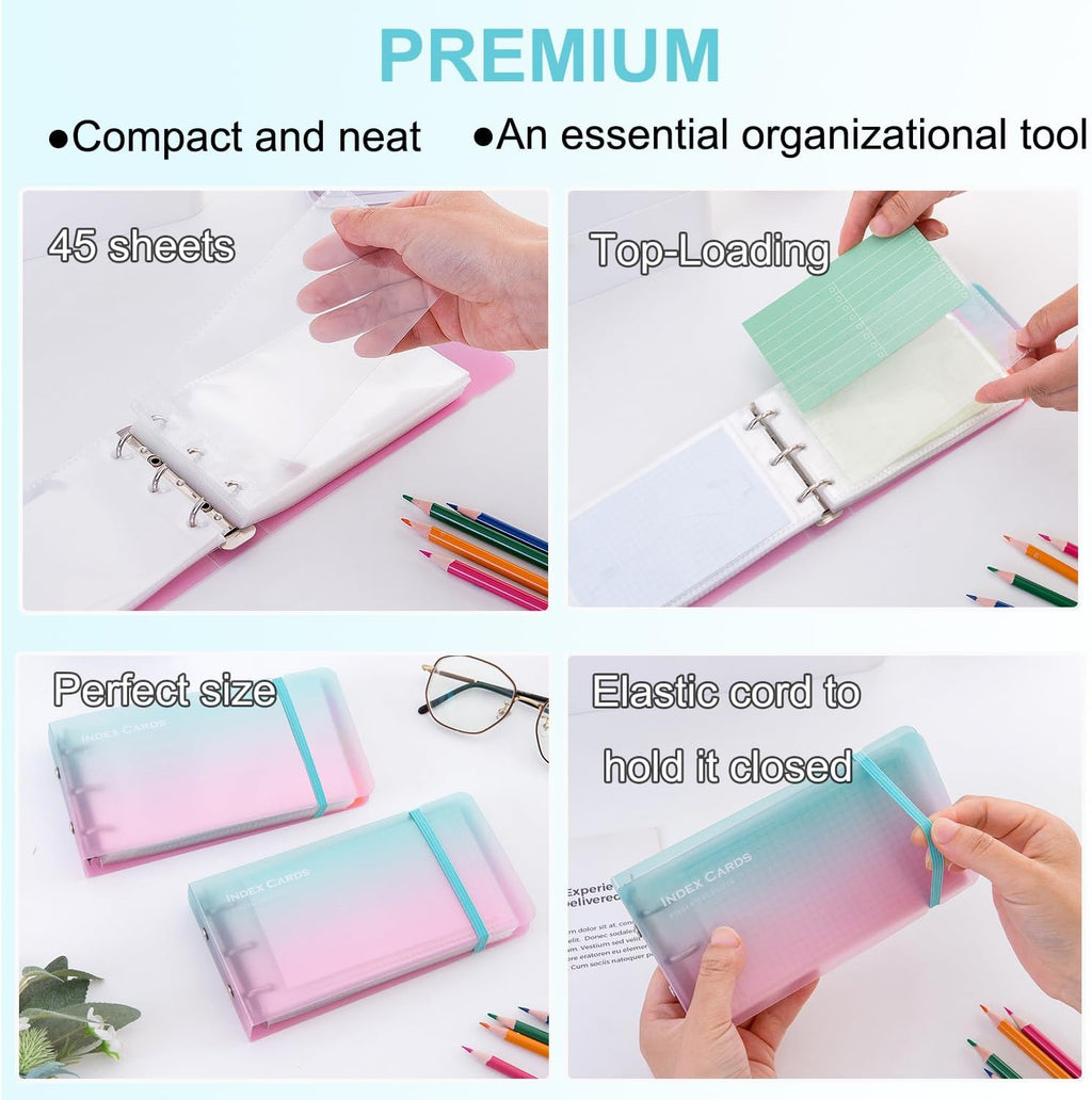 3×5” index card Binder organizer with Plastic pocket Sleeves