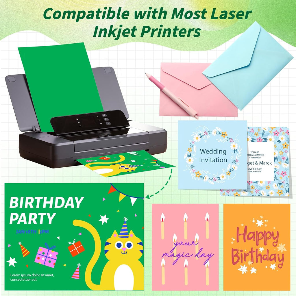 200 Pack 5" x 7" Cardstock, 50 Colors, 250GSM Thick Colored Paper