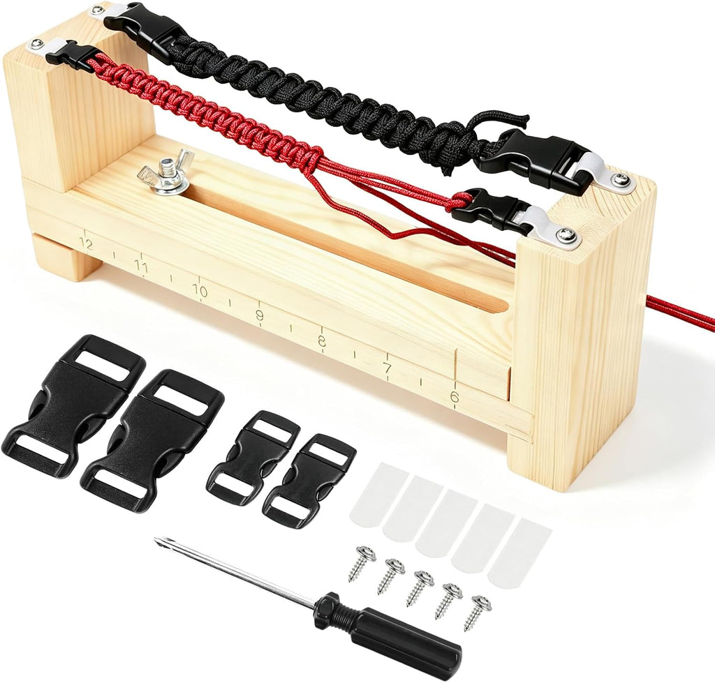 CYSFETENA Wood Bracelet Jig, Adjustable Length Wooden Paracord Jig Bracelet Maker DIY