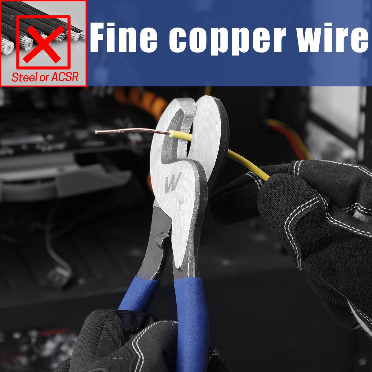 10 Inch Heavy Duty Cable Cutter, High Leverage Wire Cutting Tool for Copper
