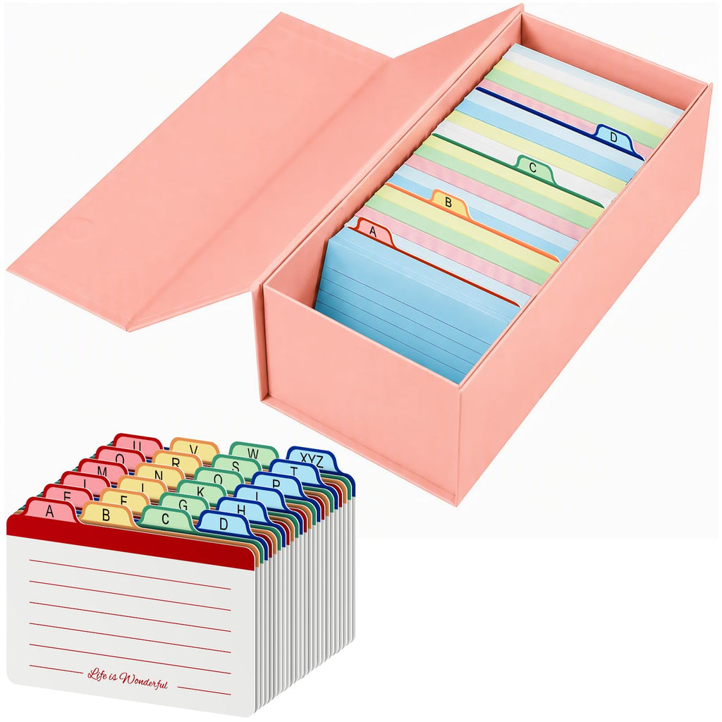 Uniclife 3x5 Index Card Holder with A-Z Tab Dividers, 1500 Card Capacity