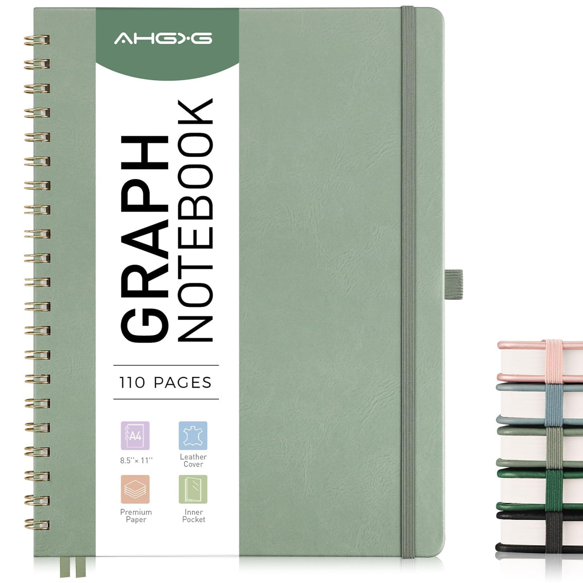 AHGXG Graph Paper Notebook, 140 Pages, B5 (7.6" x 10")