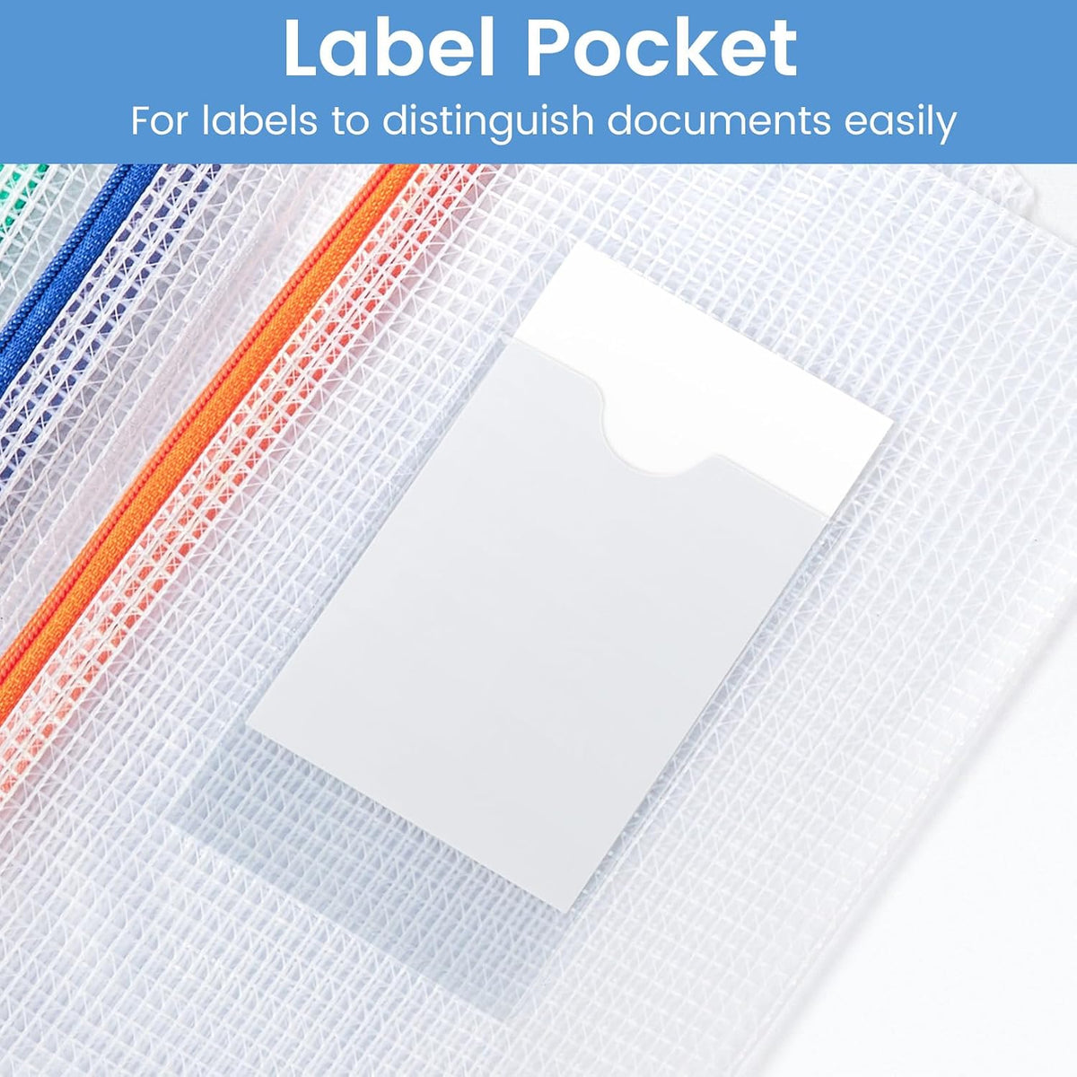 Sooez 24 Pack Mesh Zipper Pouch Bags with Label Pocket, A6 (9.1×4.7 in)